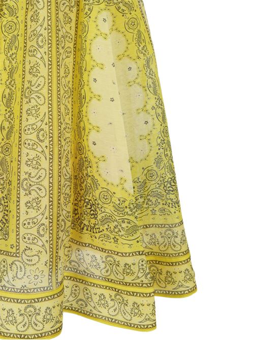 Yellow linen-silk blend bandana print V-neck dress Zimmermann | 8805DMATYELLOW BANDANA